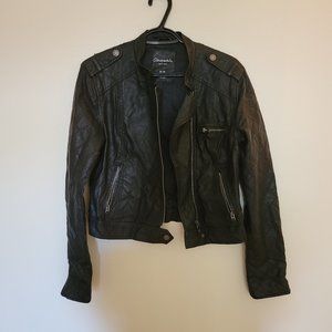 Black faux leather motor jacket